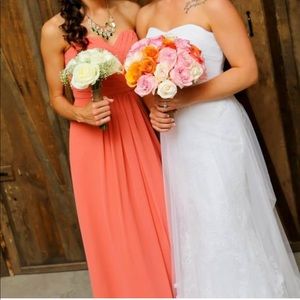 🔴Bill Levkoff Coral Long Bridesmaid Dress
